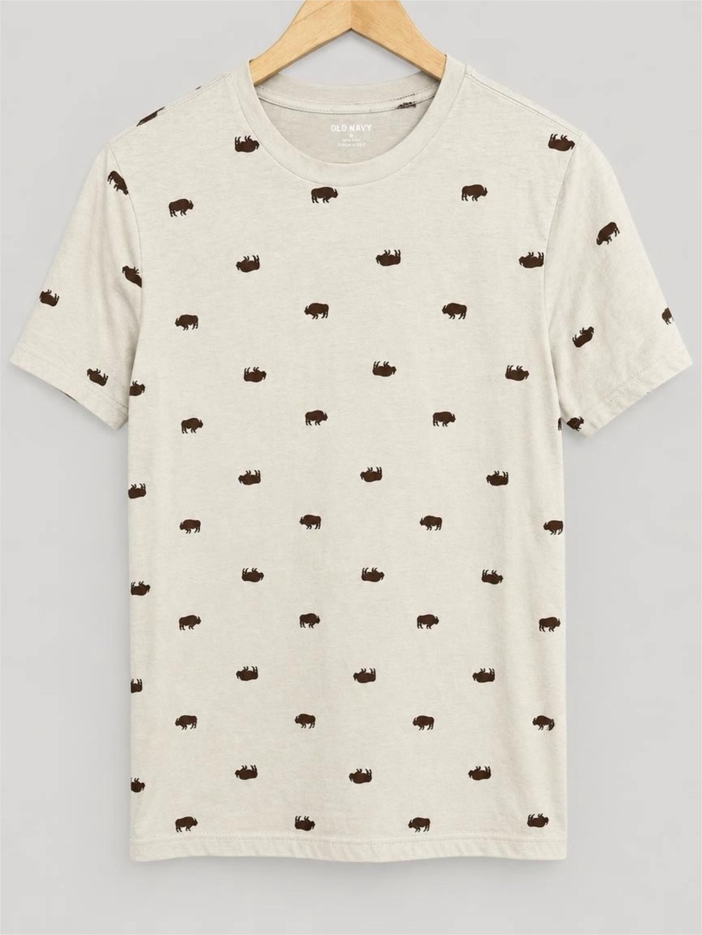 Old Navy Men's Cream Short-Sleeve Buffalo Print Tee M